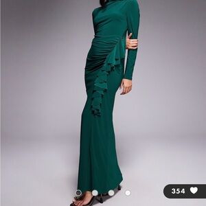 ASOS Teal Long Sleeve Dress with Ruffle Detail